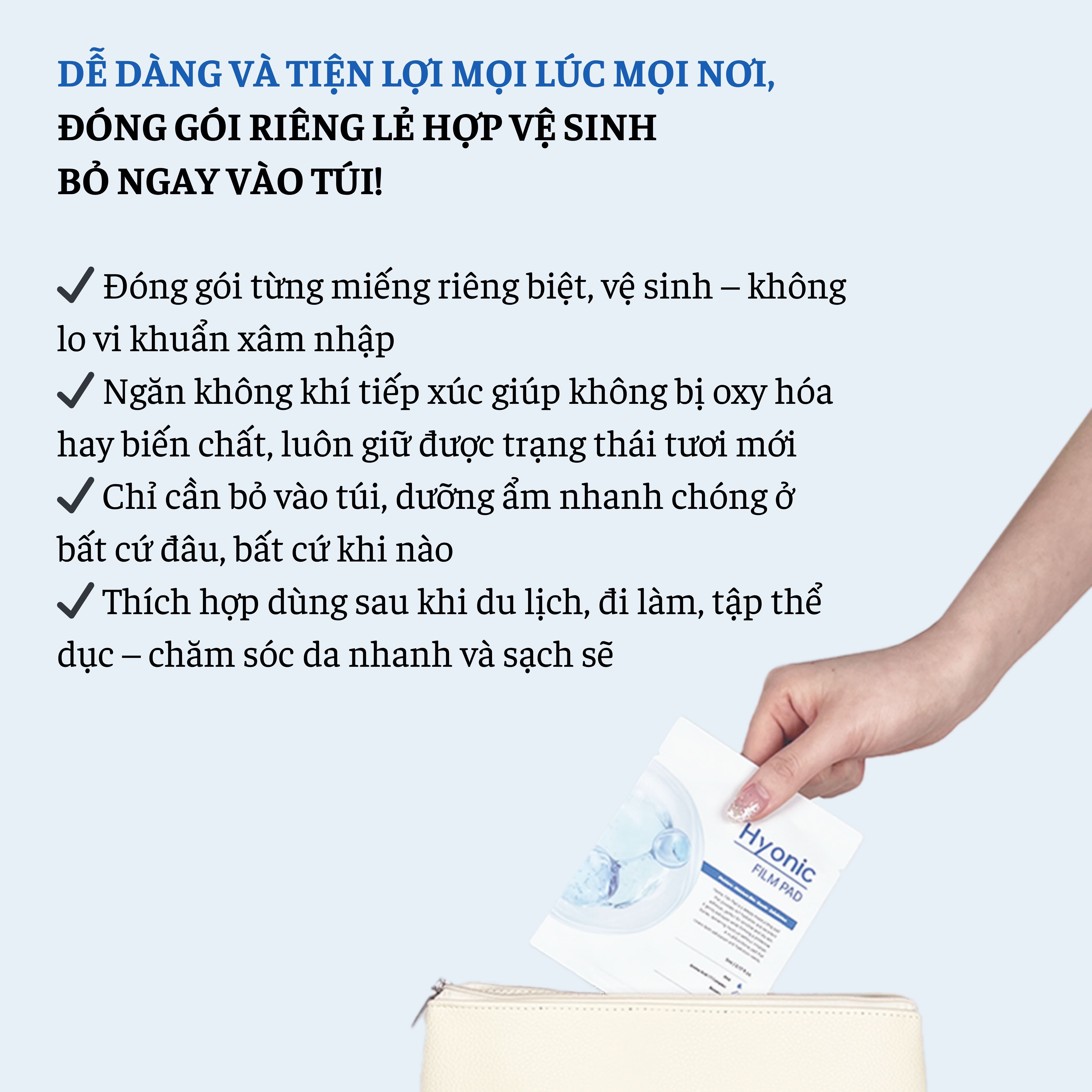 Pad dưỡng ẩm, phục hồi, tẩy da chết dịu nhẹ cho da nhạy cảm HYCCINE HYONIC FILM PAD