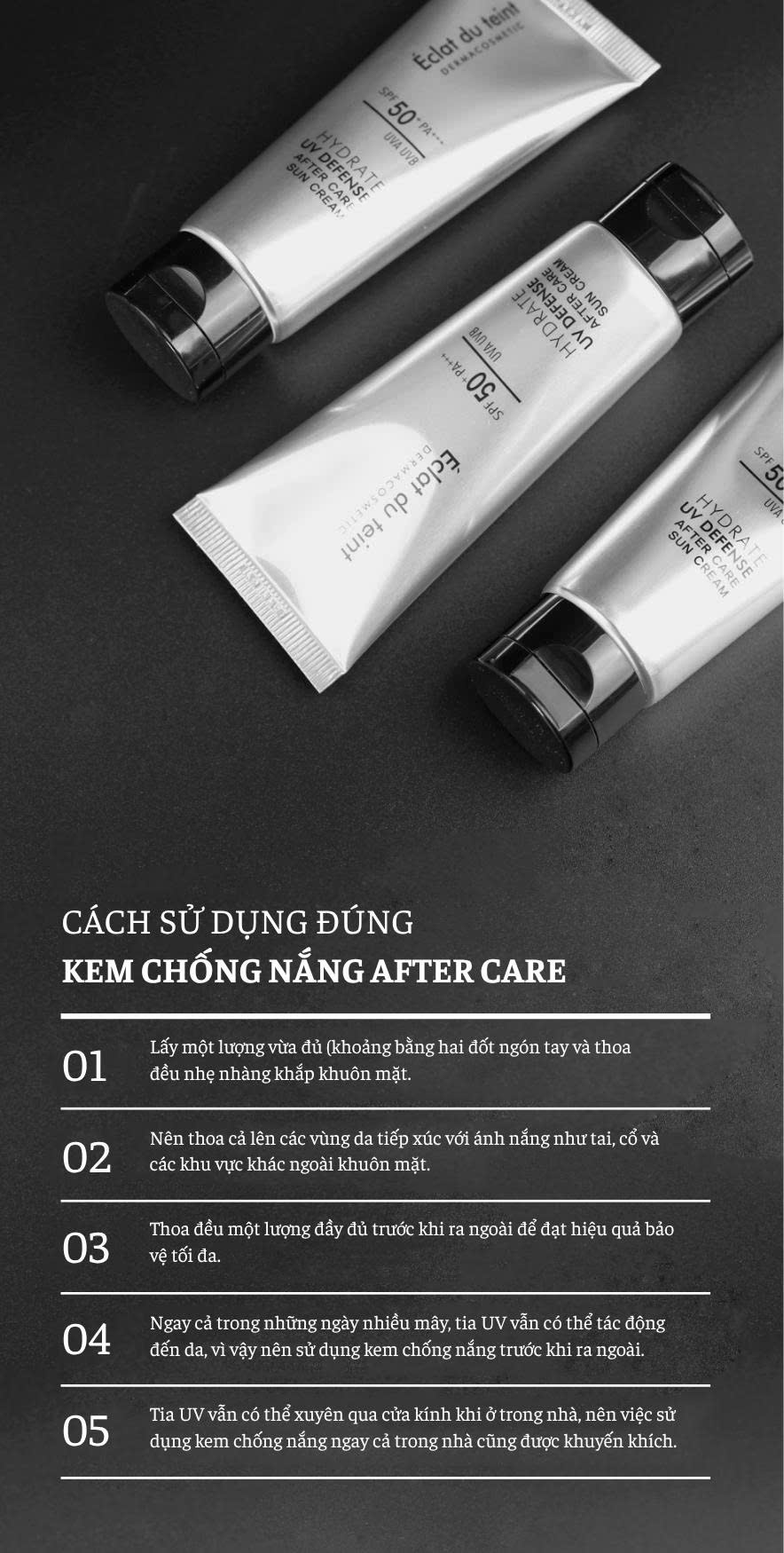Kem chống nắng cấp ẩm & Phục hồi - Éclat du teint Hydrate UV Defense After Care Sun Cream SPF 50+ PA++++