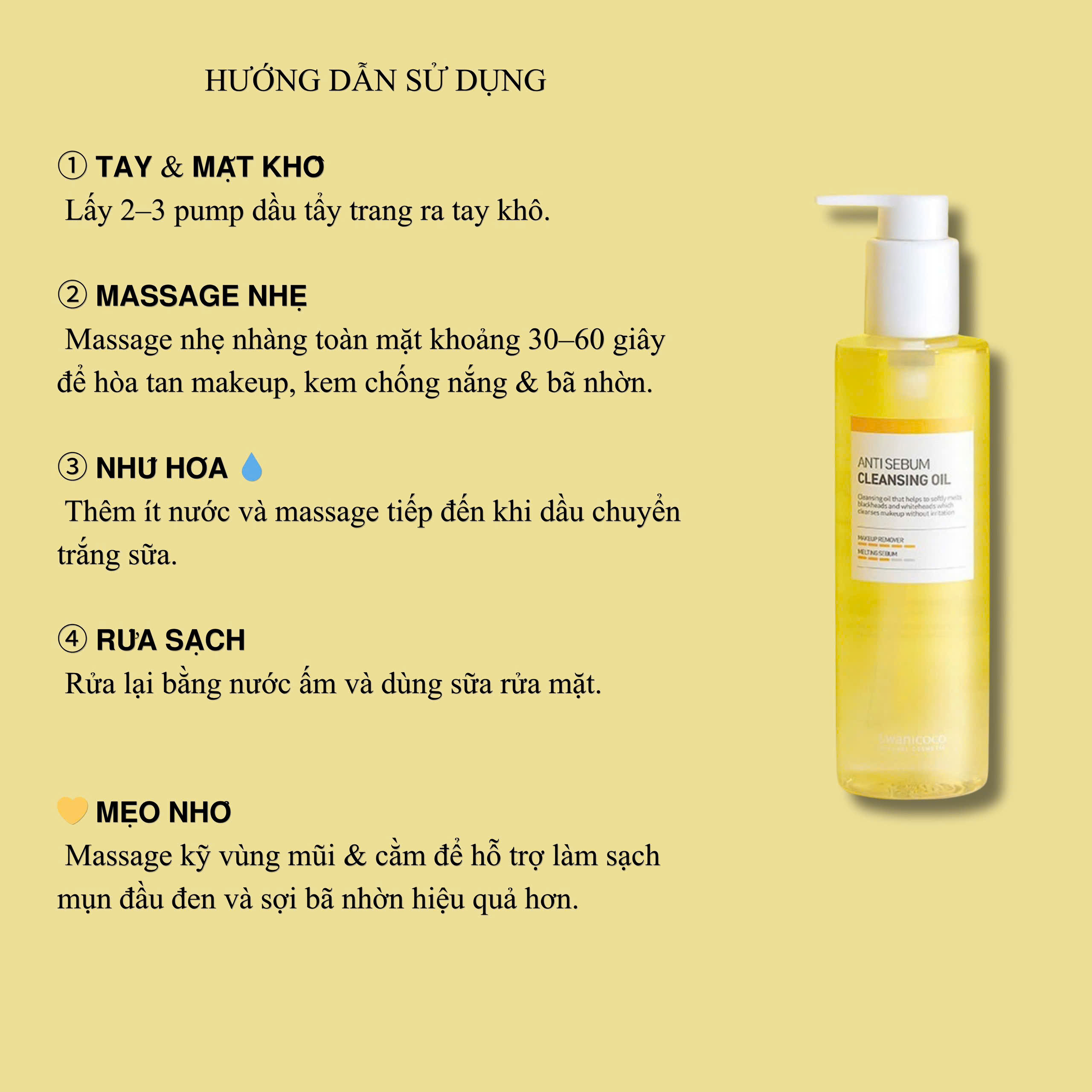 Dầu tẩy trang kiềm dầu & Sạch sâu - SWANICOCO ANTI SEBUM CLEANSING OIL