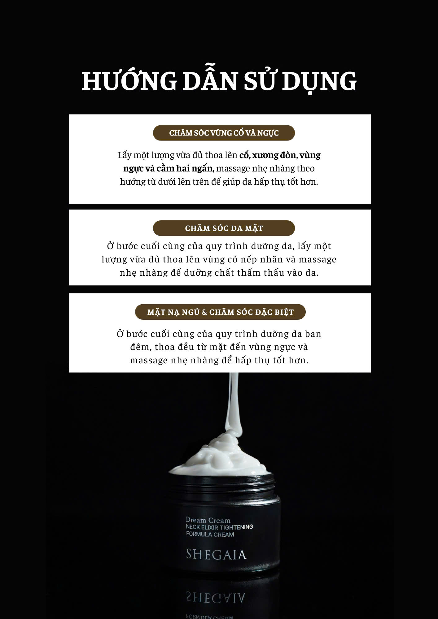 Kem dưỡng săn chắc & Xóa nhăn vùng cổ - SHEGAIA NECK ELIXIR TIGHTENING FORMULA CREAM