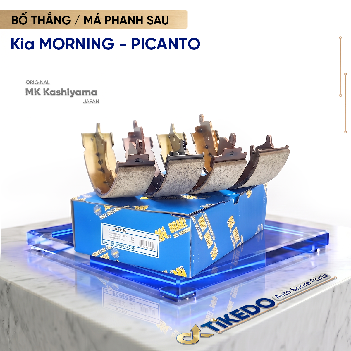 K11192 - Bố Càng / Guốc Phanh SAU Kia MORNING 1.0 04-11 MORNING VN 1.1 08-13 PICANTO 1.1 04-11 MK Kashiyama
