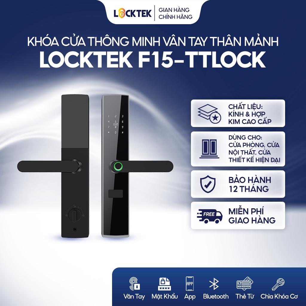 Khóa cửa thông minh Locktek F15 vân tay cho cửa gỗ và nhôm hệ lớn