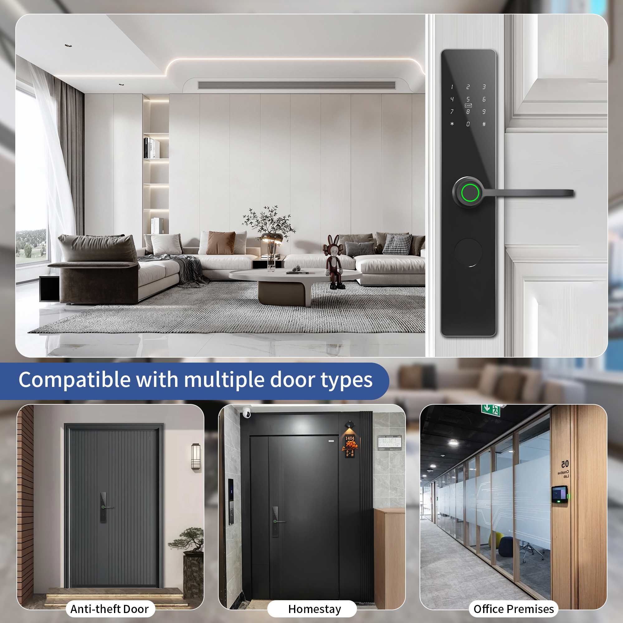 Khóa cửa thông minh vân tay chuyên lắp trong căn hộ tay nắm ngang Locktek G20