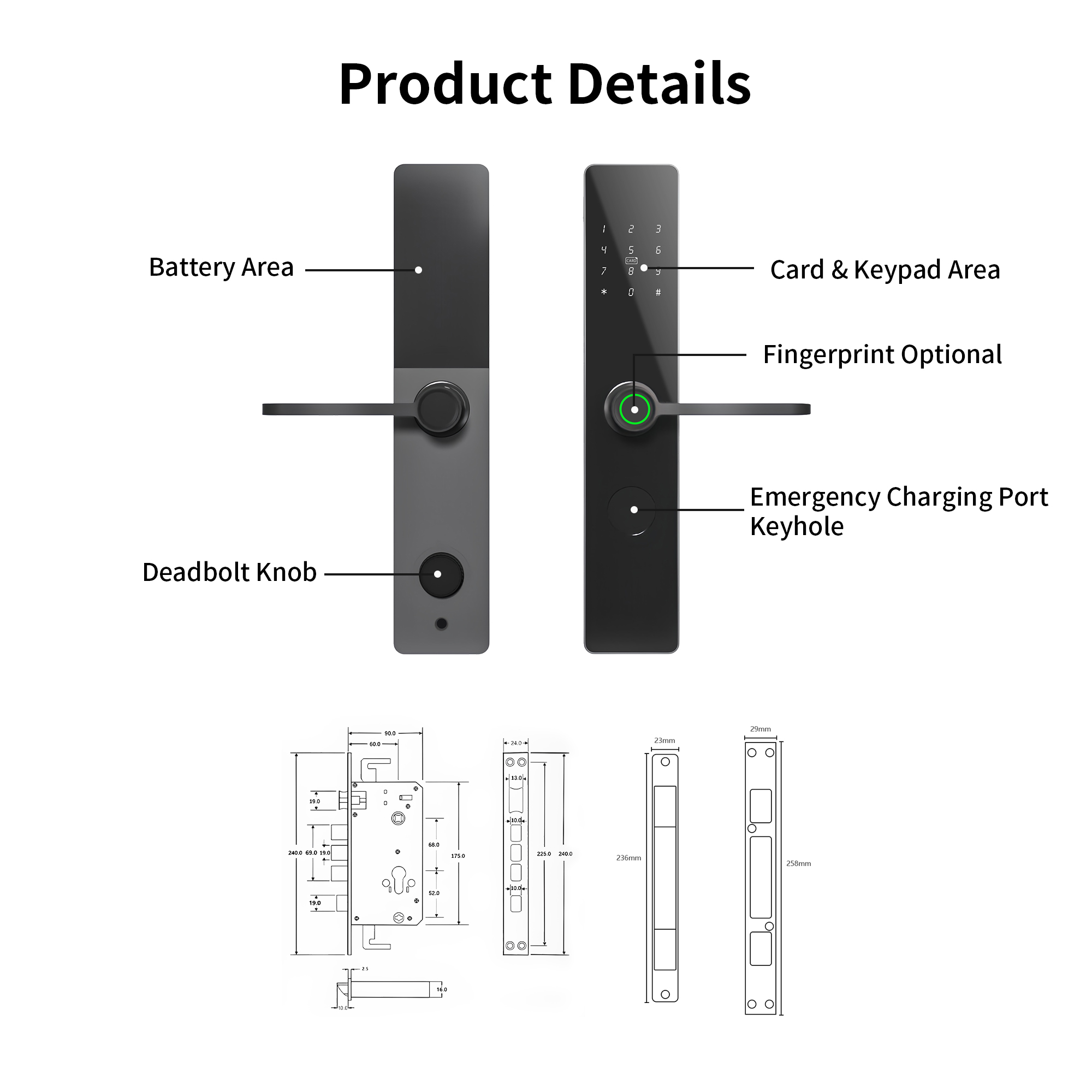 Khóa cửa thông minh vân tay chuyên lắp trong căn hộ tay nắm ngang Locktek G20
