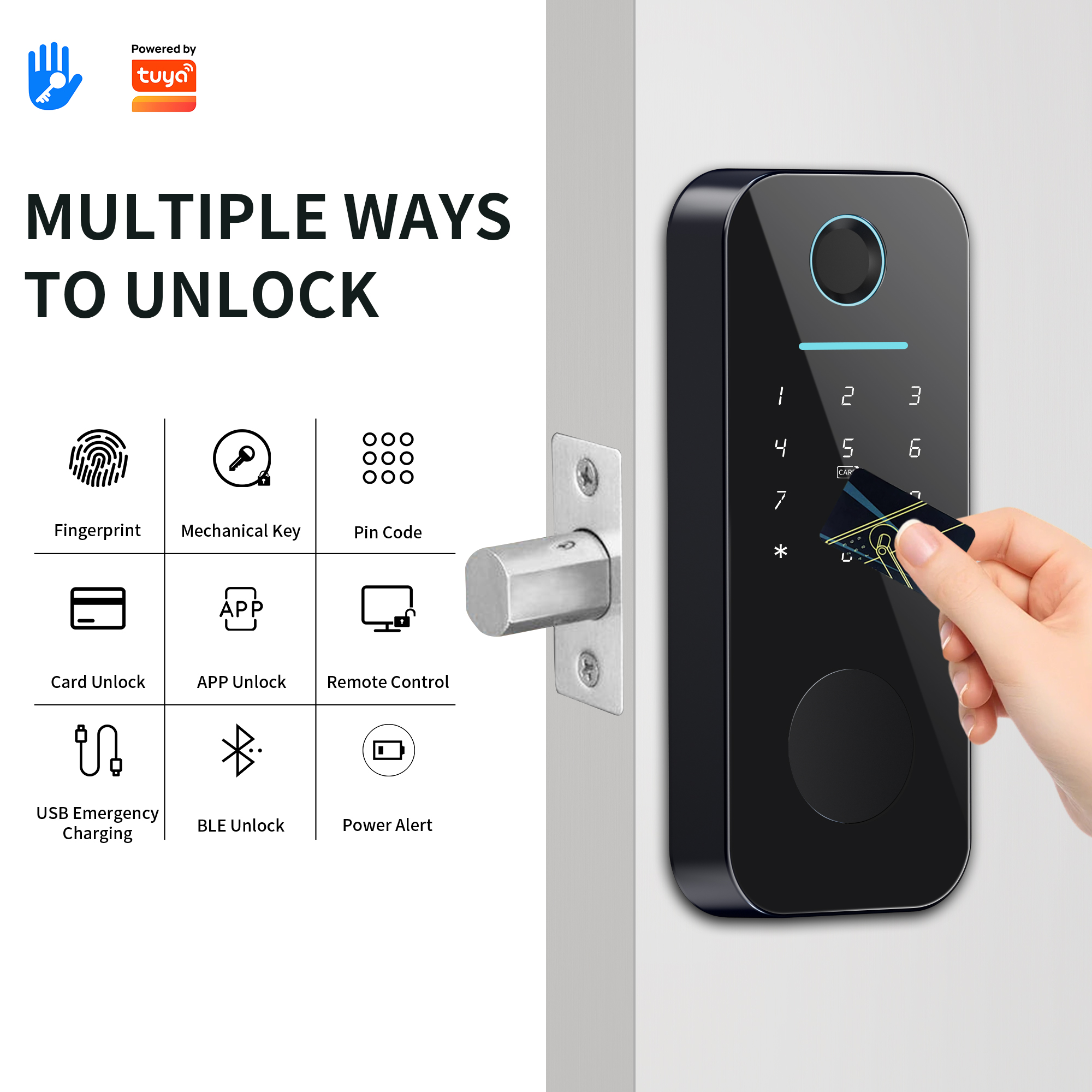 Khóa cửa thông minh mở bằng mật khẩu mặt kính cao cấp cho căn hộ hiện đại Locktek FF01