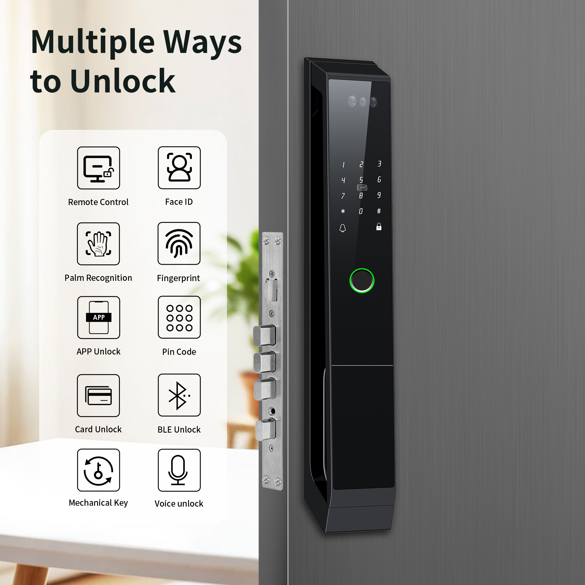 Khóa cửa thông minh nhận diện khuôn mặt camera đàm thoại thời gian thực cho biệt thự Locktek P20