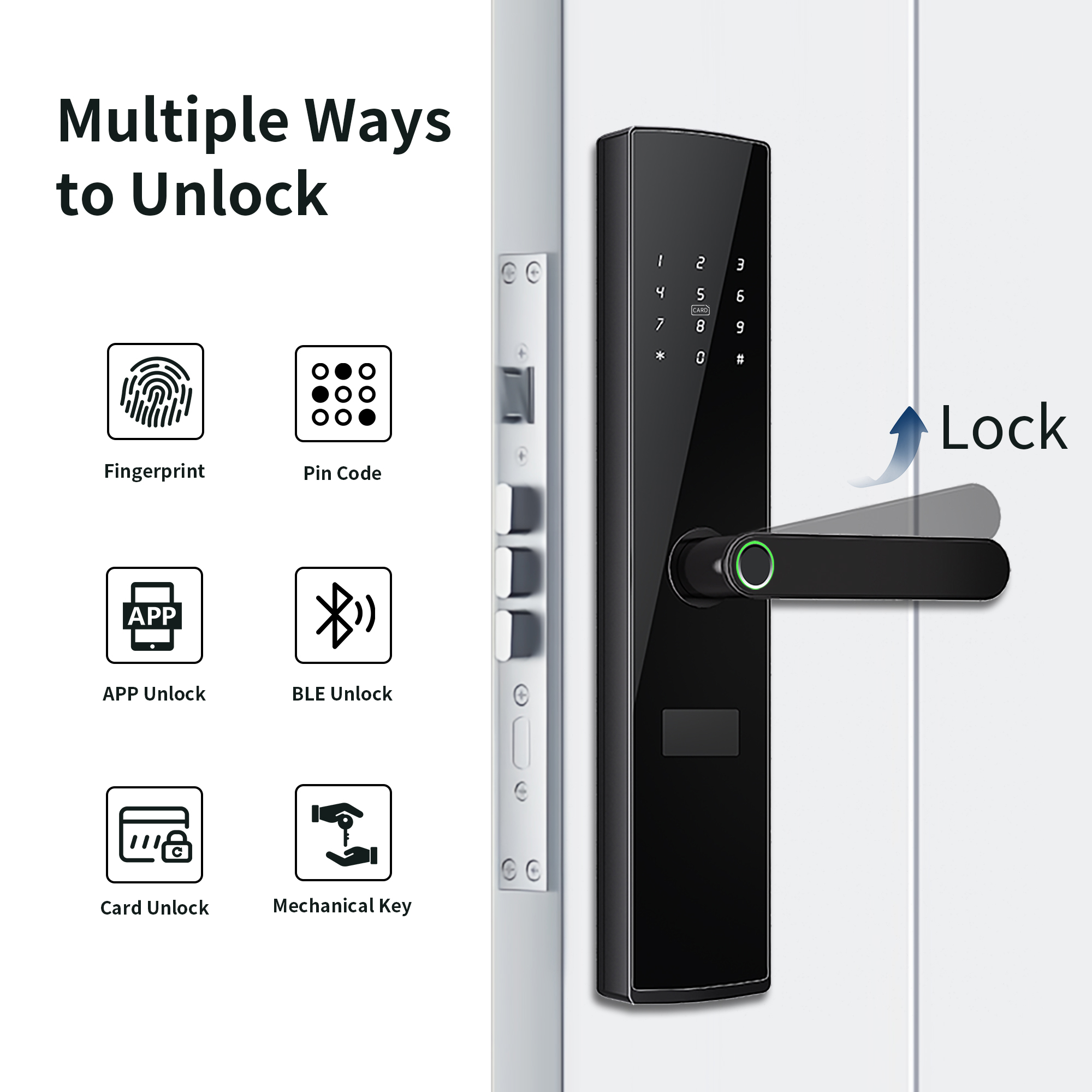 Khóa cửa thông minh Locktek F15 vân tay cho cửa gỗ và nhôm hệ lớn