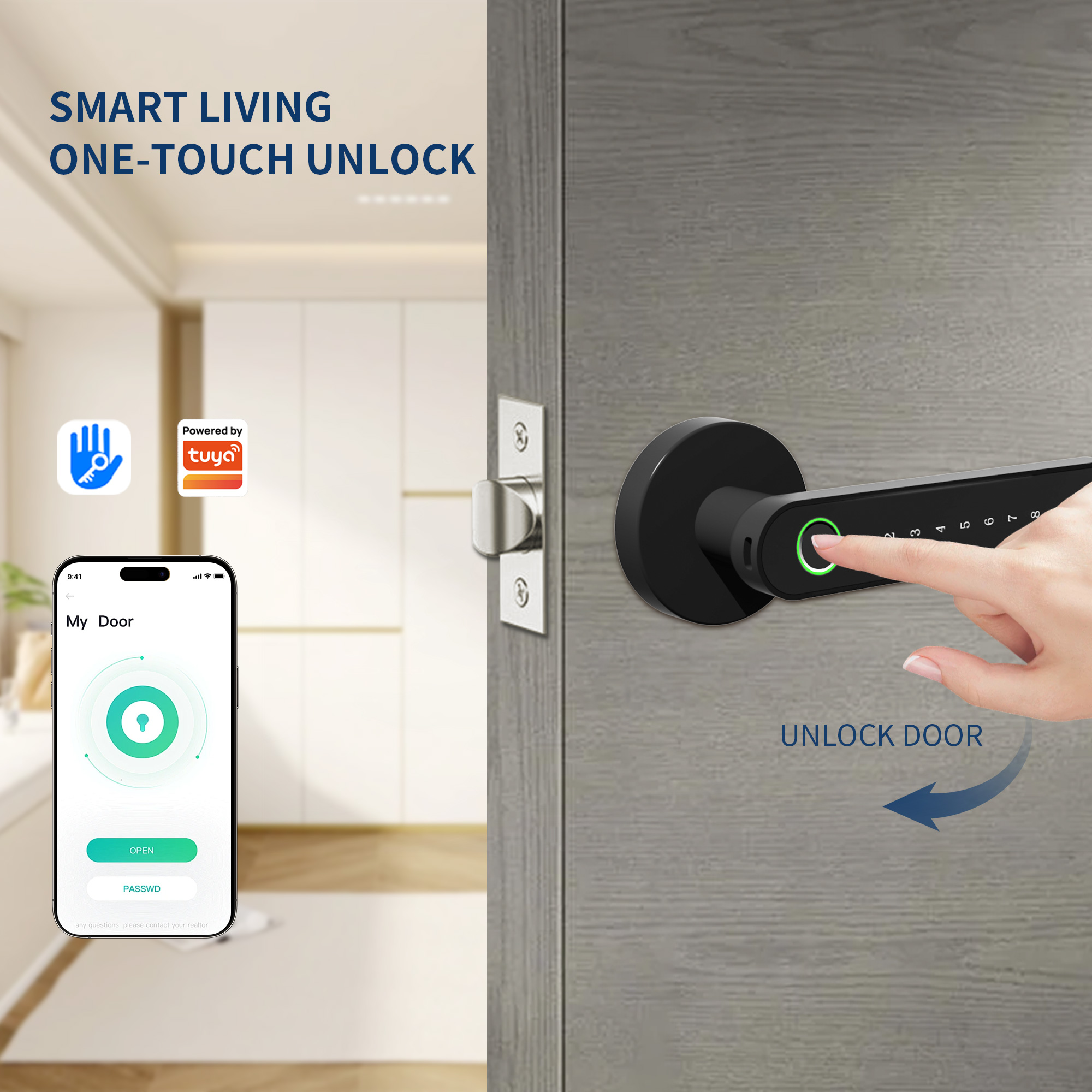 Khóa cửa thông minh mở bằng mật khẩu tay nắm tròn thiết kế khác biệt Locktek FF03