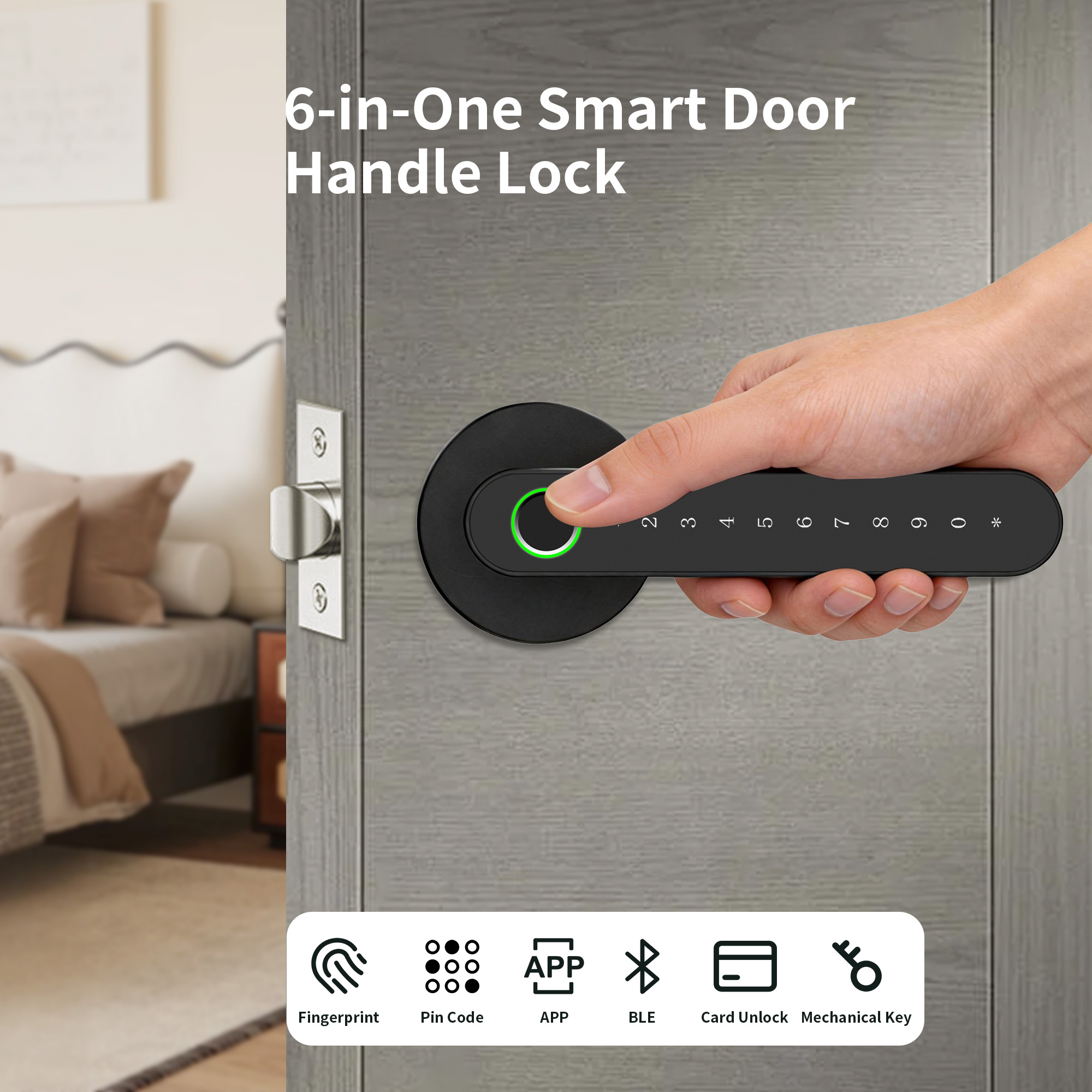 Khóa cửa thông minh mở bằng mật khẩu tay nắm tròn thiết kế khác biệt Locktek FF03