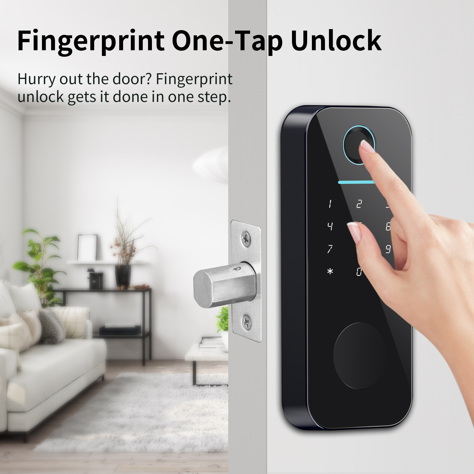 Khóa cửa thông minh mở bằng mật khẩu mặt kính cao cấp cho căn hộ hiện đại Locktek FF01