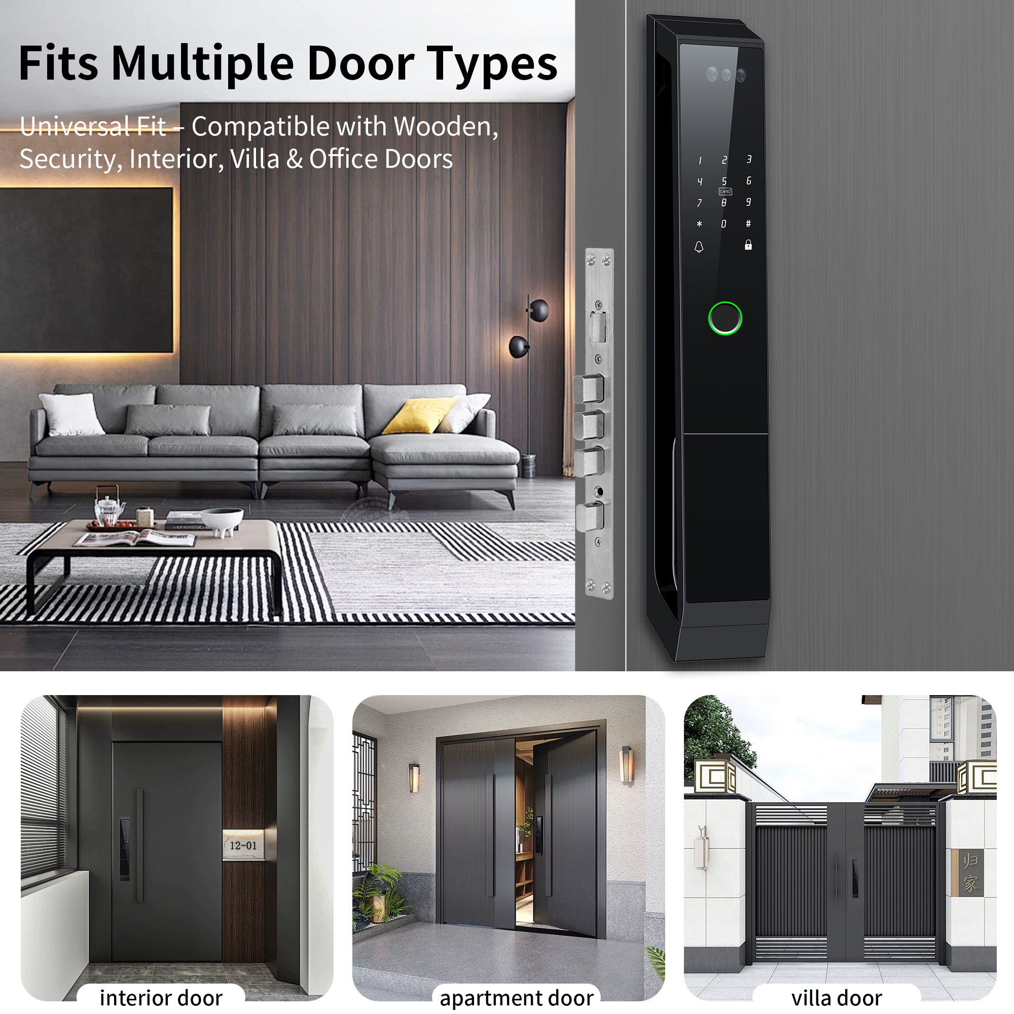 Khóa cửa thông minh nhận diện khuôn mặt camera đàm thoại thời gian thực cho biệt thự Locktek P20