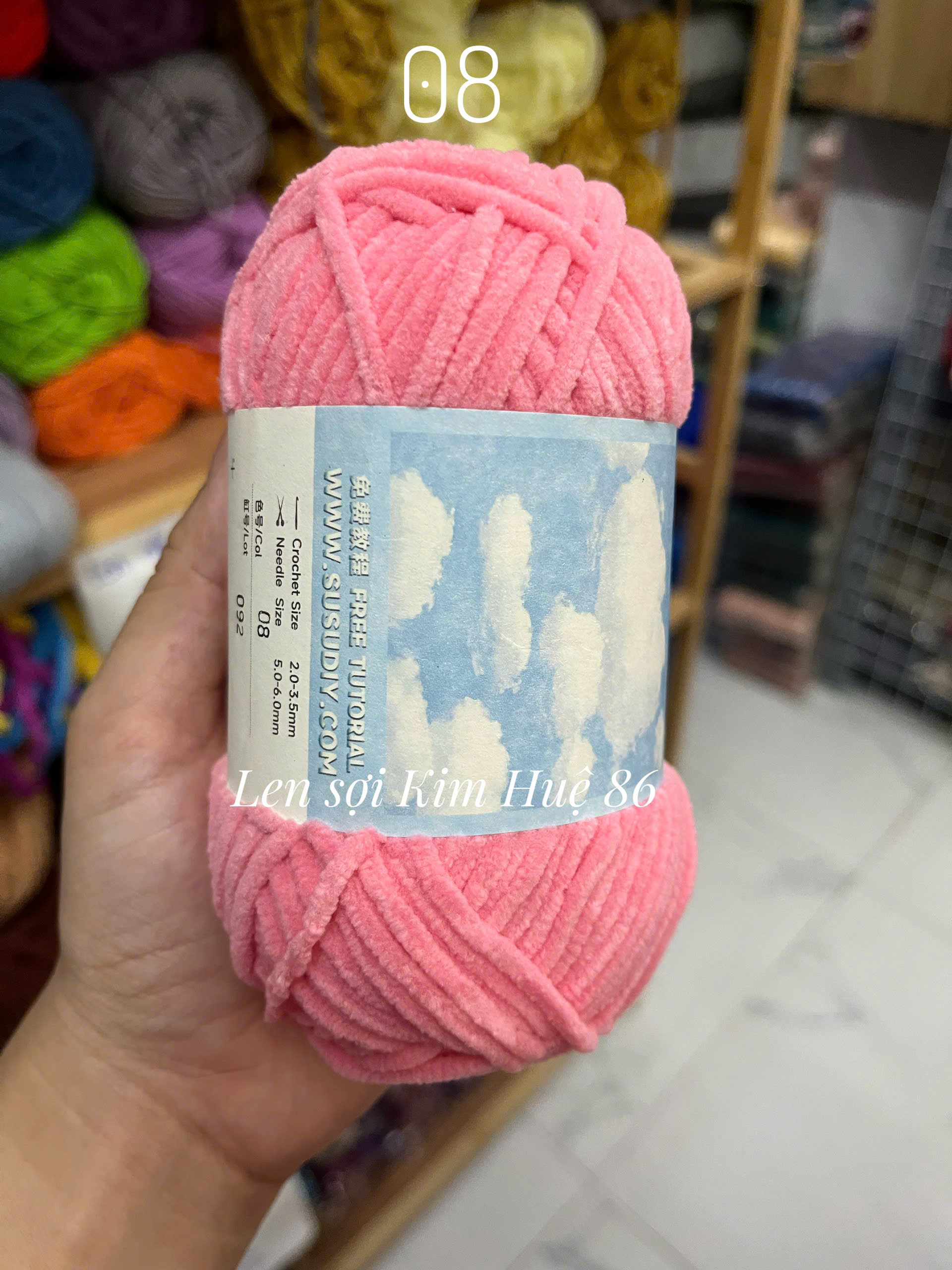 Len nhung Susan's Family, len bông sữa sợi 3mm cuộn 50g