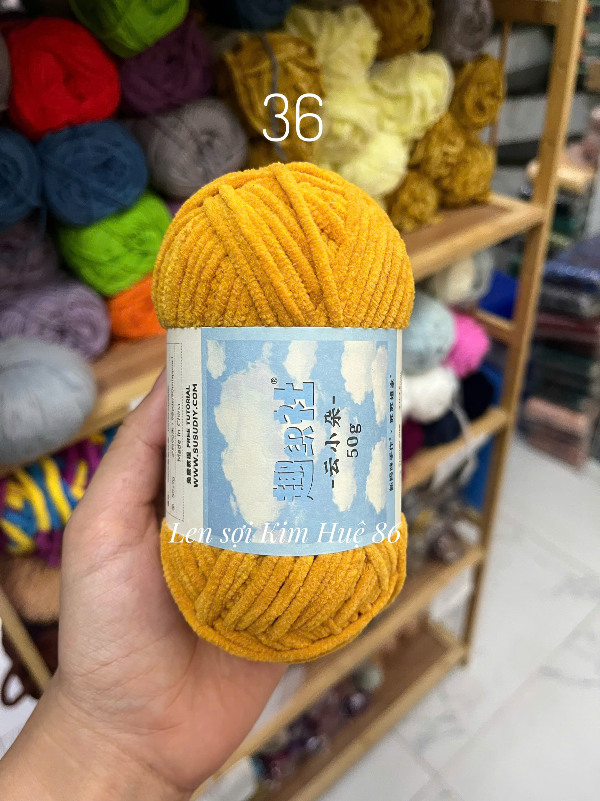 Len nhung Susan's Family, len bông sữa sợi 3mm cuộn 50g
