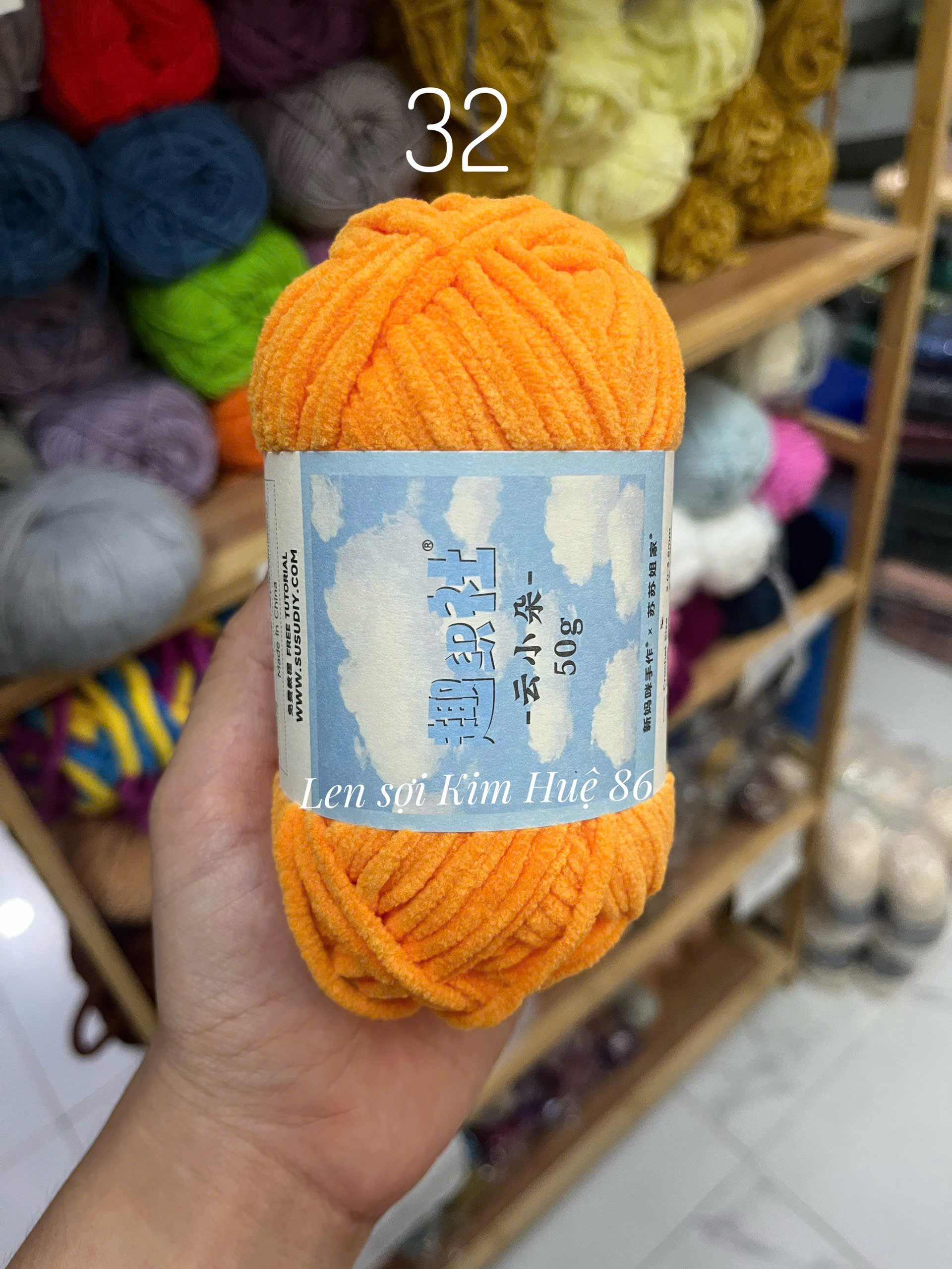 Len nhung Susan's Family, len bông sữa sợi 3mm cuộn 50g