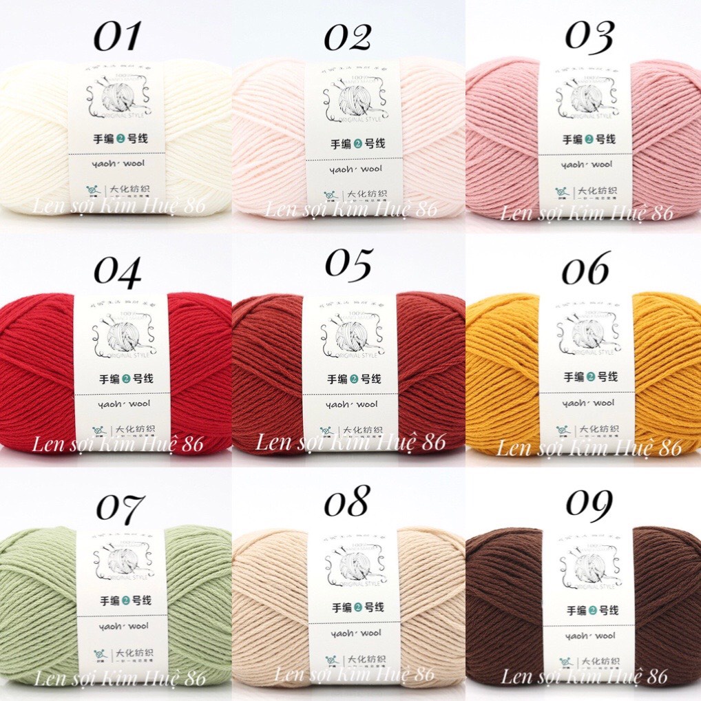 Len Yaoh Wool ( Shuxi Wool) sợi to 3mm cuộn 100g