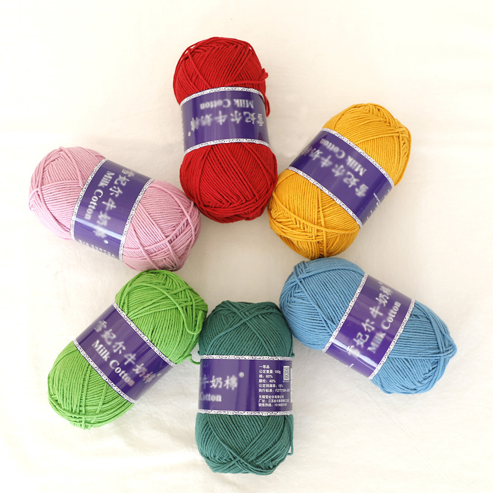 Len milk cotton mác xanh cuộn 100g ( từ màu 01 đến màu 50)