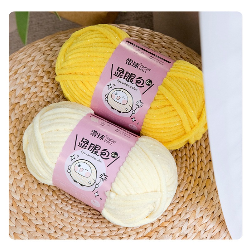 Len nhung mèo kim tuyến Bling Bling cỡ sợi 6mm cuộn 100g