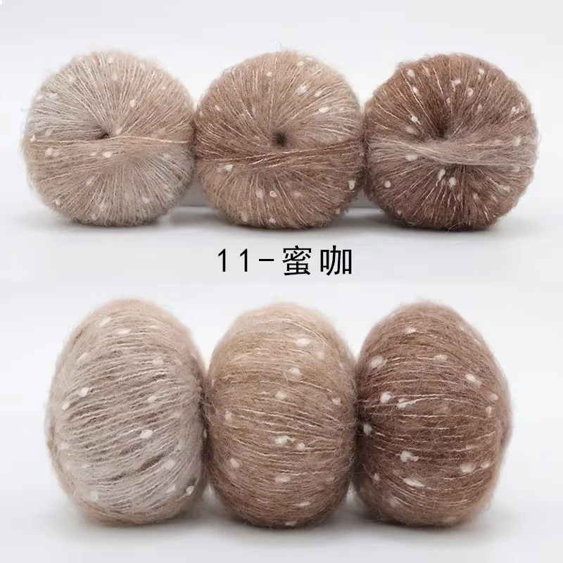 Len Mohair bông tuyết màu cầu vồng cuộn 50g