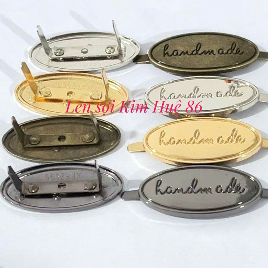 Mác handmade Oval  trang trí túi xách ( 1 cái)