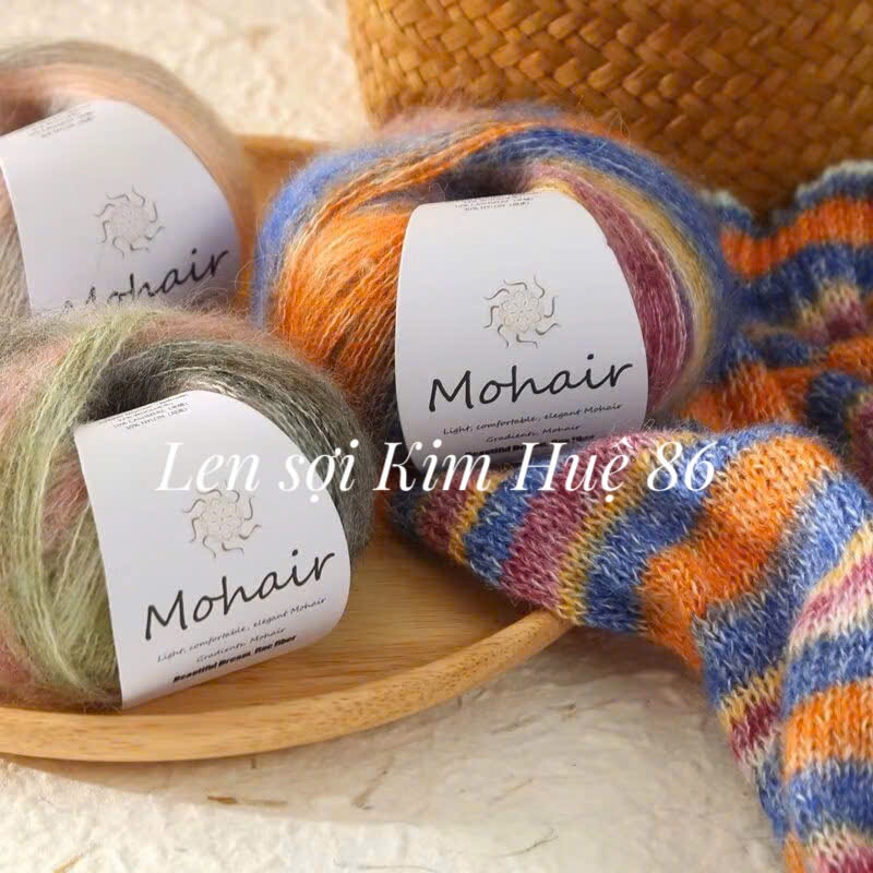 Len Mohair màu loang siêu đẹp, mềm mịn cuộn 25g