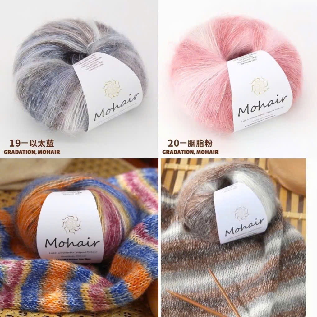 Len Mohair màu loang siêu đẹp, mềm mịn cuộn 25g