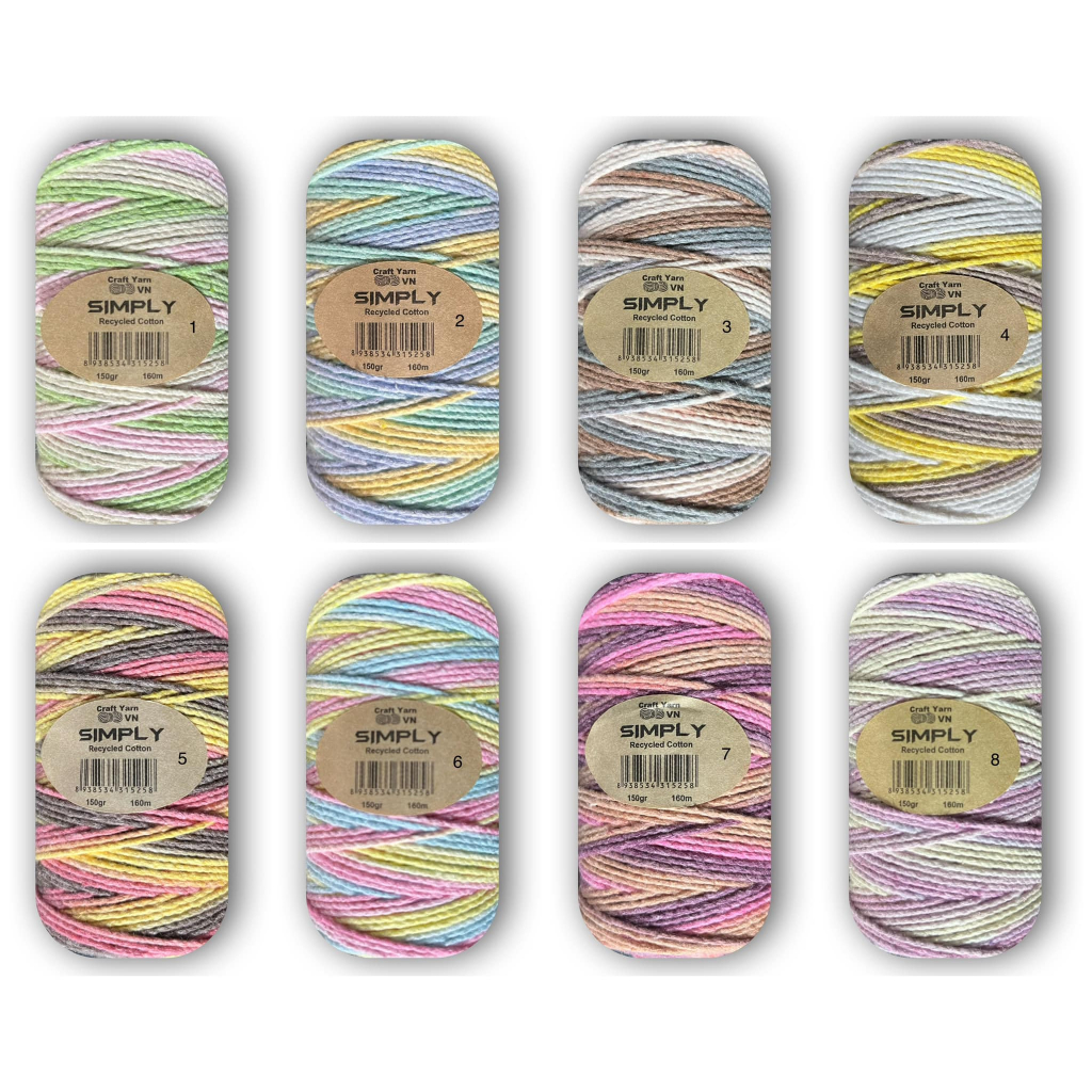 Sợi Simply cotton màu loang 150gr - Sợi Simply (TC20)