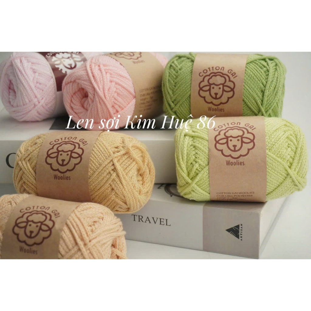Sợi Cotton Gai Woolies 100gr, chất liệu polyester