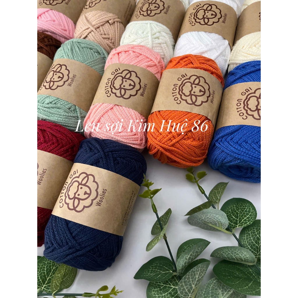 Sợi Cotton Gai Woolies 100gr, chất liệu polyester