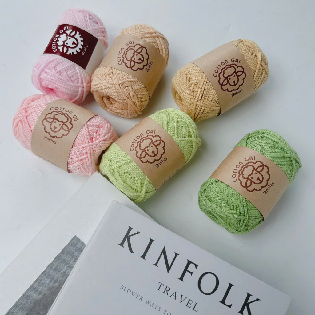 Sợi Cotton Gai Woolies 100gr, chất liệu polyester