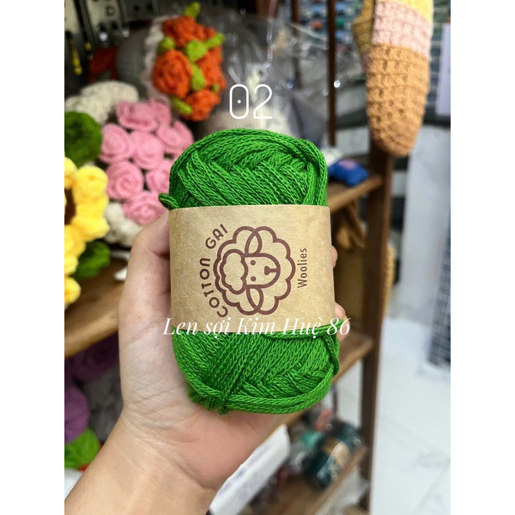 Sợi Cotton Gai Woolies 100gr, chất liệu polyester