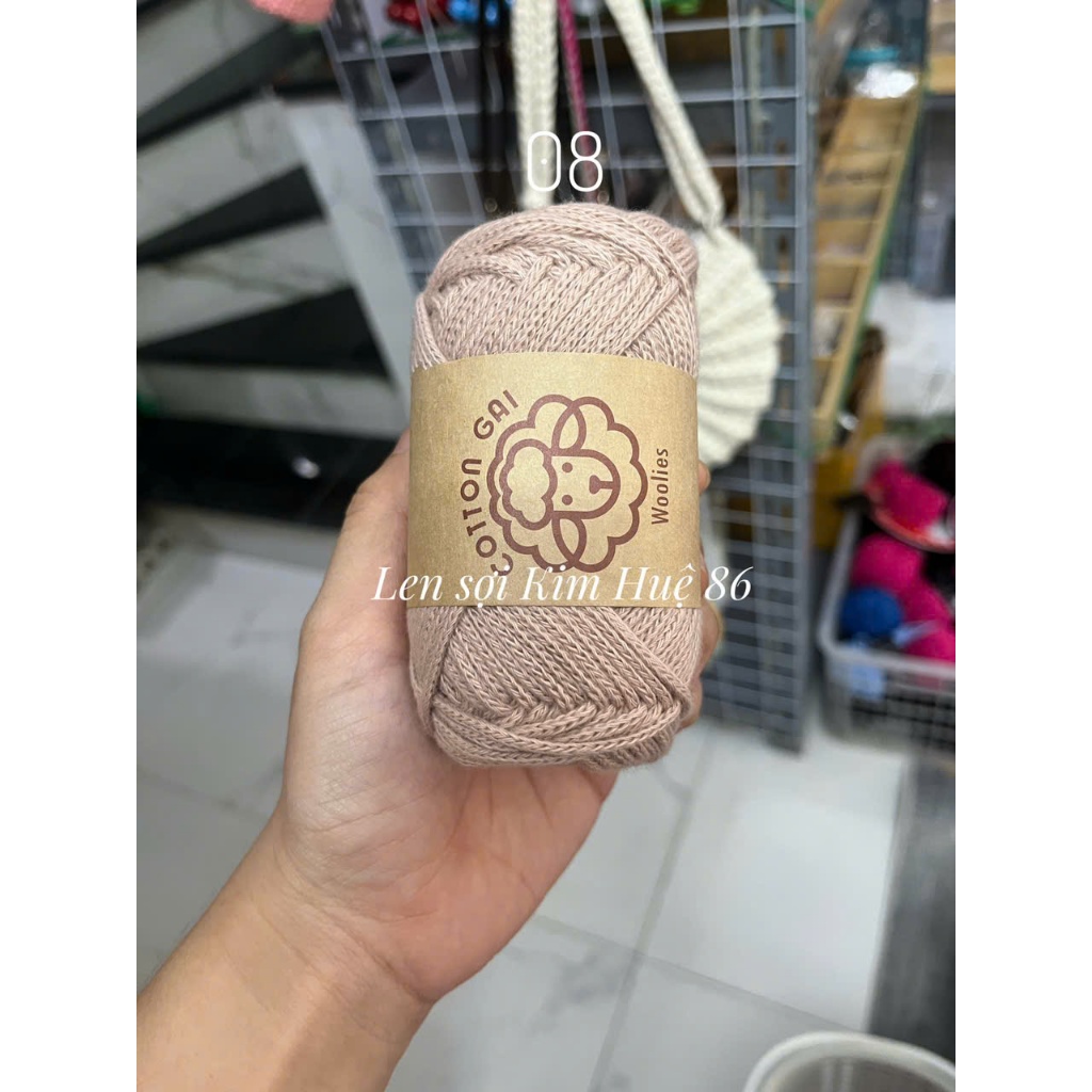 Sợi Cotton Gai Woolies 100gr, chất liệu polyester
