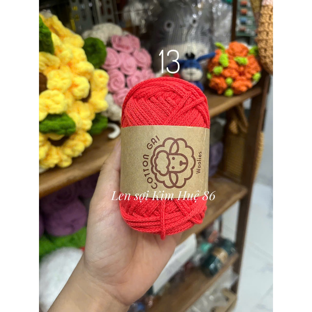 Sợi Cotton Gai Woolies 100gr, chất liệu polyester