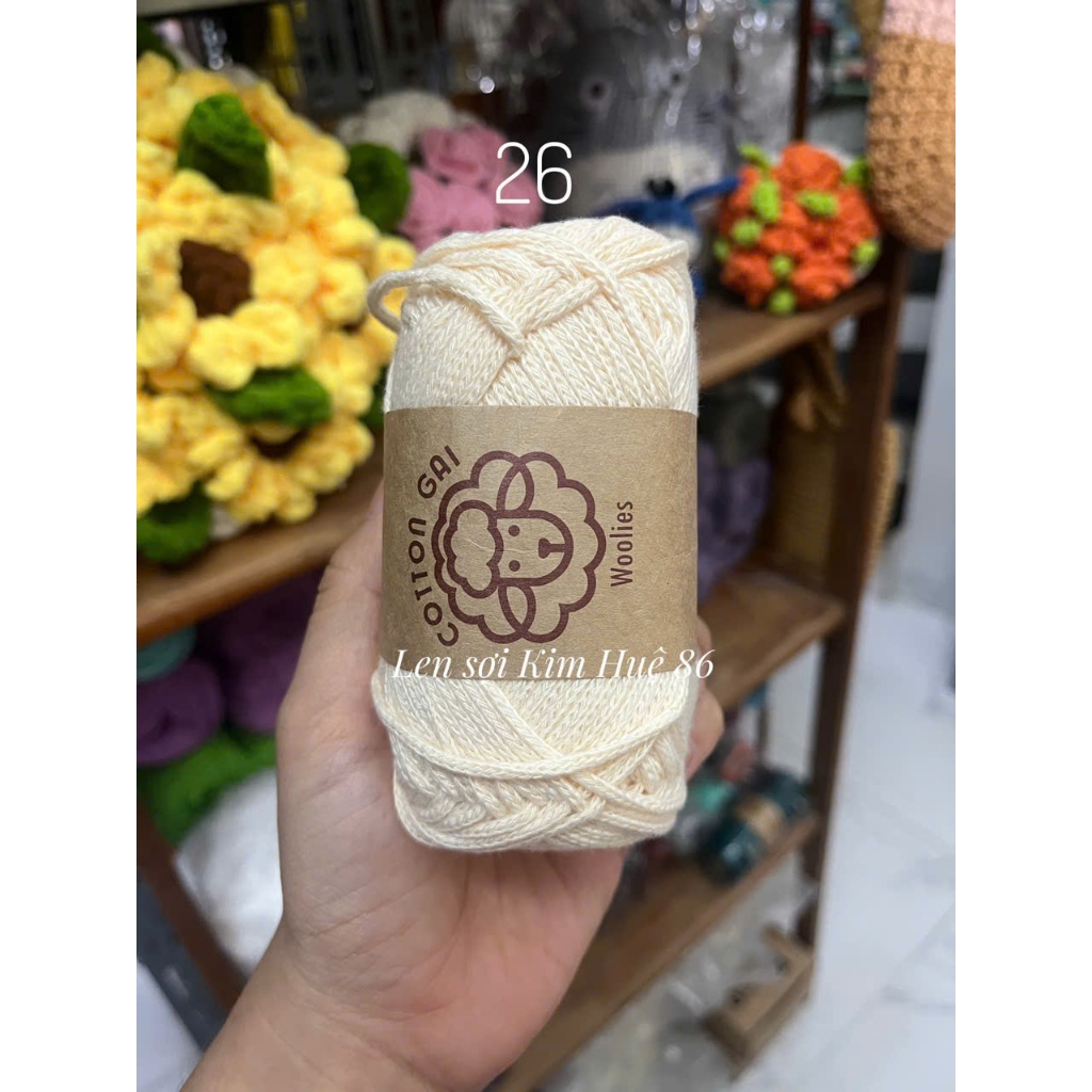 Sợi Cotton Gai Woolies 100gr, chất liệu polyester