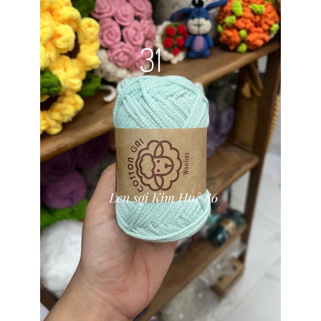 Sợi Cotton Gai Woolies 100gr, chất liệu polyester