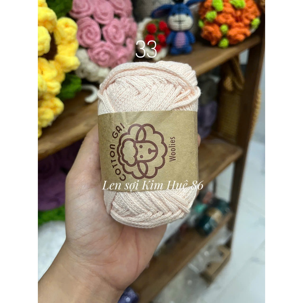 Sợi Cotton Gai Woolies 100gr, chất liệu polyester