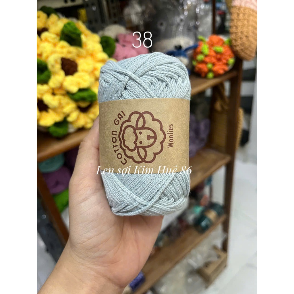Sợi Cotton Gai Woolies 100gr, chất liệu polyester