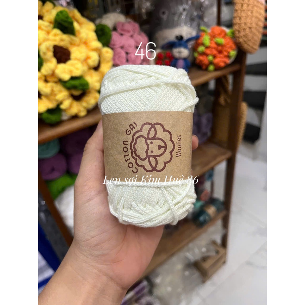 Sợi Cotton Gai Woolies 100gr, chất liệu polyester