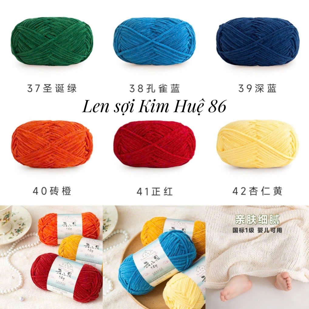 Len nhung Susan's Family, len bông sữa sợi 3mm cuộn 50g