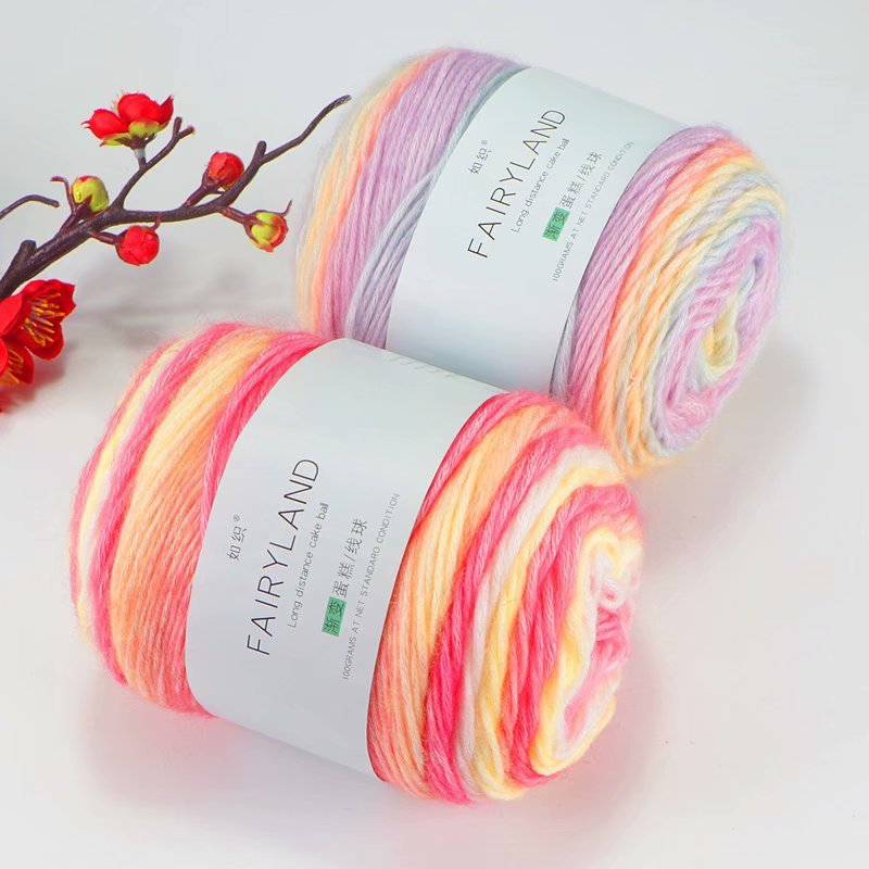 Len Mohair cầu vồng sợi to 2,5mm nhiều màu sắc cuộn 100g