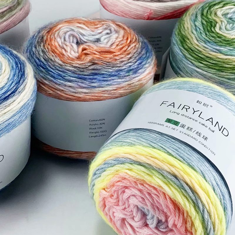 Len Mohair cầu vồng sợi to 2,5mm nhiều màu sắc cuộn 100g