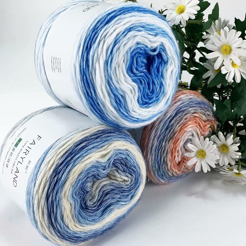 Len Mohair cầu vồng sợi to 2,5mm nhiều màu sắc cuộn 100g