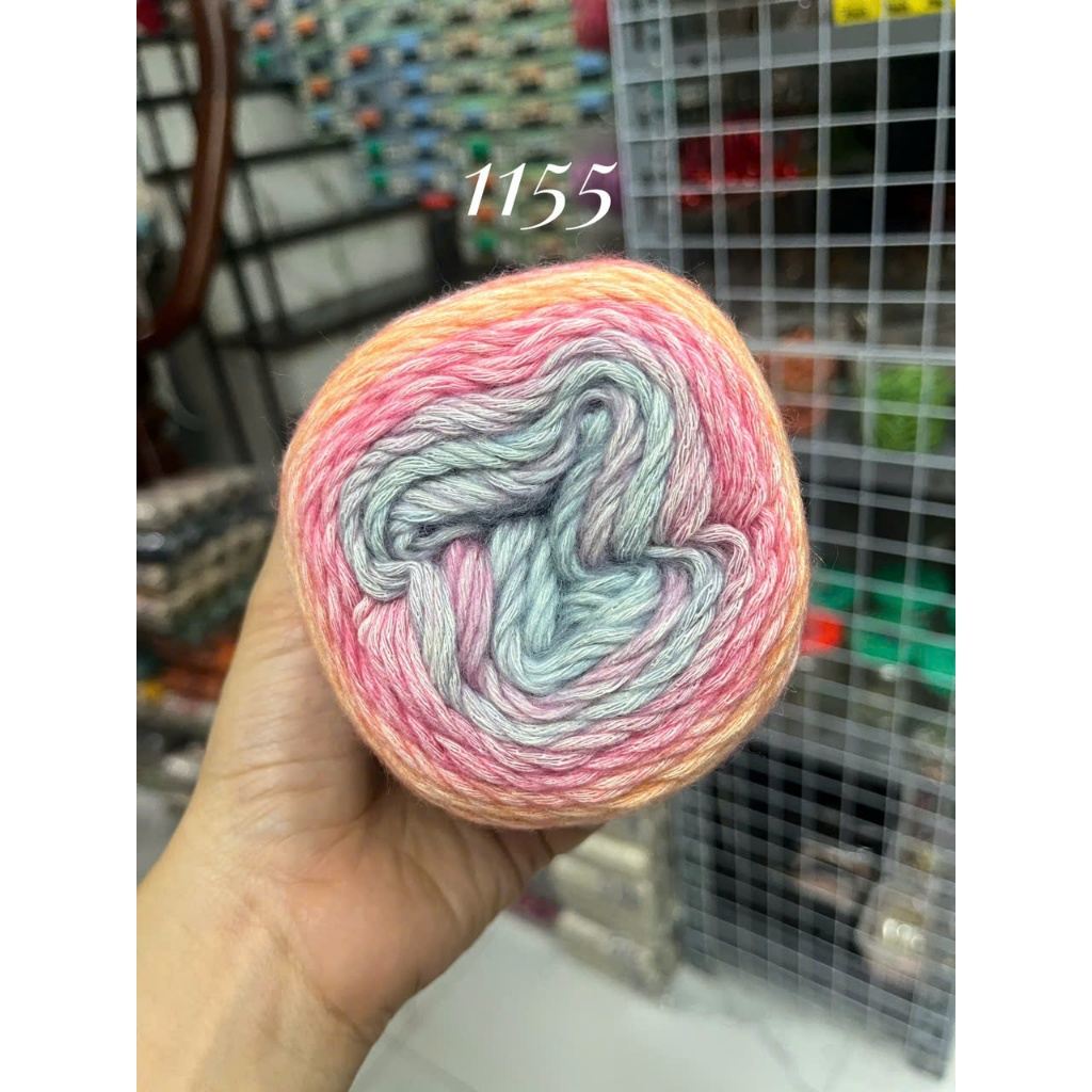 Len Mohair cầu vồng sợi to 2,5mm nhiều màu sắc cuộn 100g