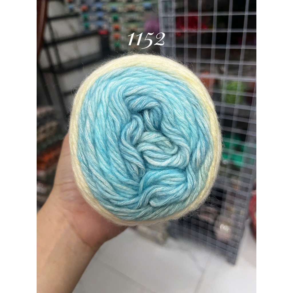 Len Mohair cầu vồng sợi to 2,5mm nhiều màu sắc cuộn 100g