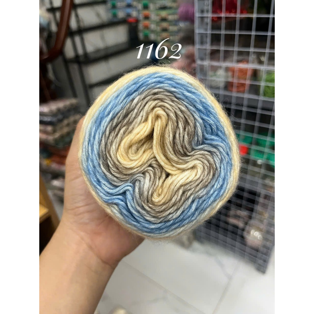Len Mohair cầu vồng sợi to 2,5mm nhiều màu sắc cuộn 100g