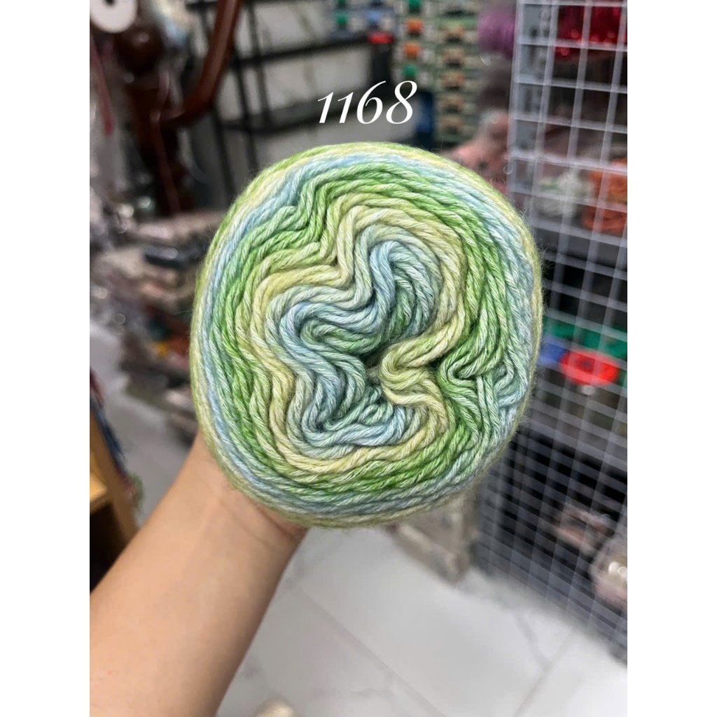 Len Mohair cầu vồng sợi to 2,5mm nhiều màu sắc cuộn 100g