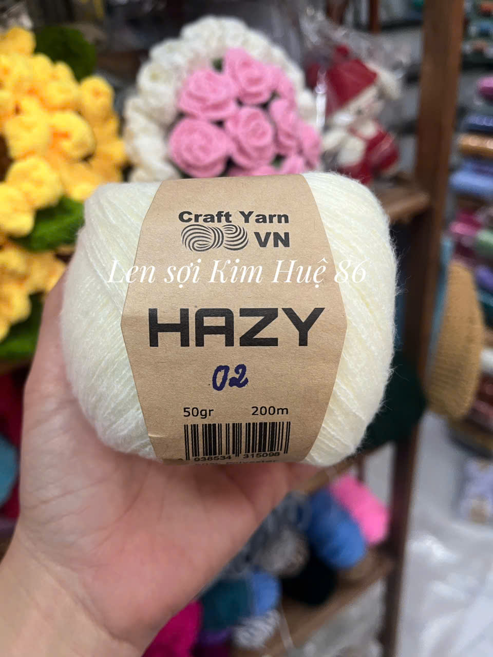 Len Mohair Hazy đan móc khăn, áo, mũ cuộn 50g