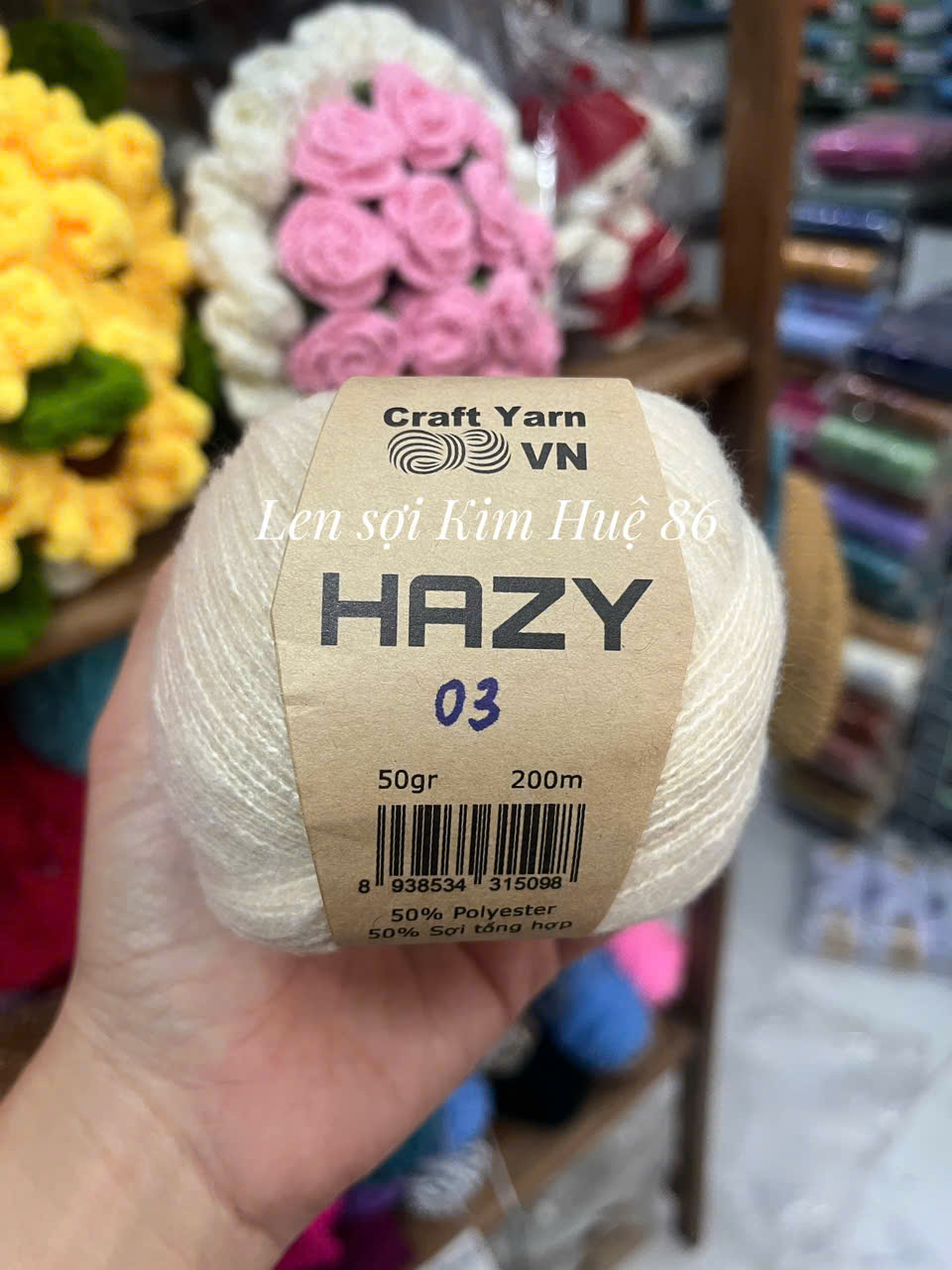 Len Mohair Hazy đan móc khăn, áo, mũ cuộn 50g