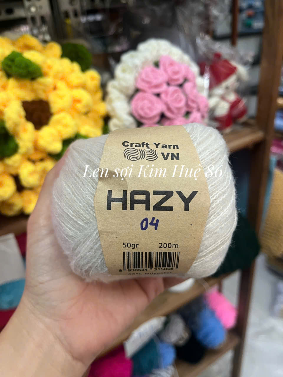 Len Mohair Hazy đan móc khăn, áo, mũ cuộn 50g