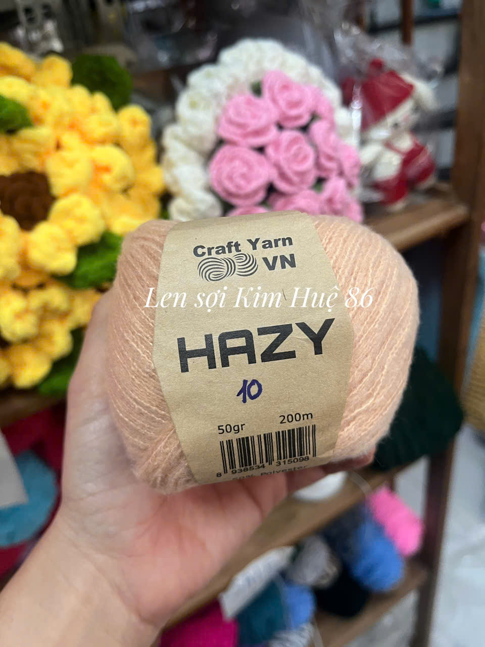 Len Mohair Hazy đan móc khăn, áo, mũ cuộn 50g