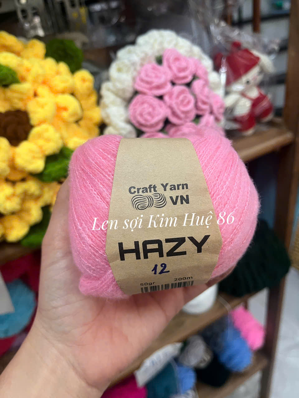Len Mohair Hazy đan móc khăn, áo, mũ cuộn 50g